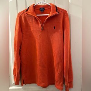 POLO Ralph Lauren Quarter Zip Ribbed Pullover ORANGE Boys LARGE/14-16